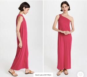 ENZA COSTA NWT Luxe Knit One Shoulder Pink Maxi Dress // S